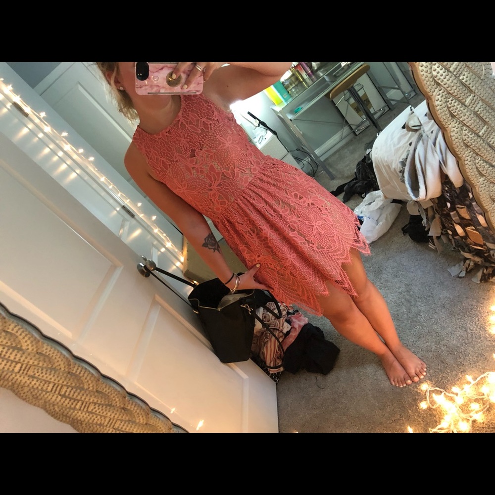 Peach lace dress